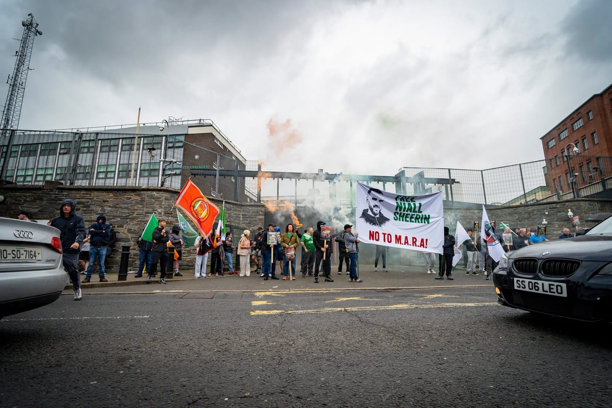 Flares Let Off As Derry Socialist Republicans Protest Internment