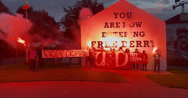 RSYM Derry Activists Scale Crane In Protest Of 18 Year Old Imprisoned Over Patsy O'Hara Shirt